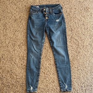 True Religion Distressed Blue Skinny Jeans